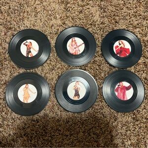 Set of 6 Black Vinyl Taylor Swift Record Coasters